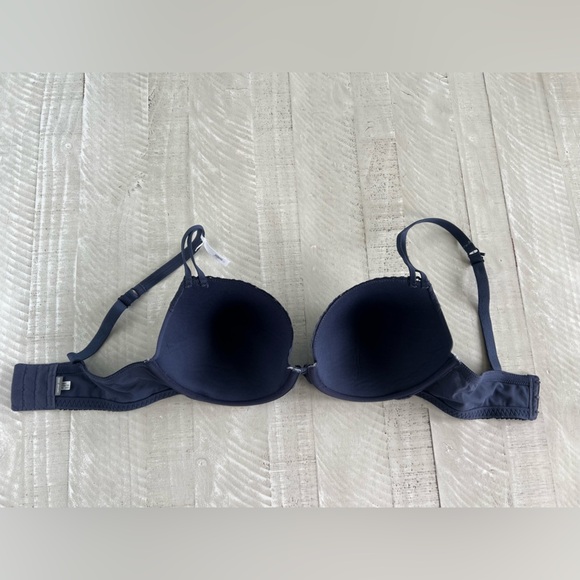 Aerie Hannah Demi Lace Trim Navy Bra size 36DD in Navy Grey Color NWOT - Picture 7 of 9